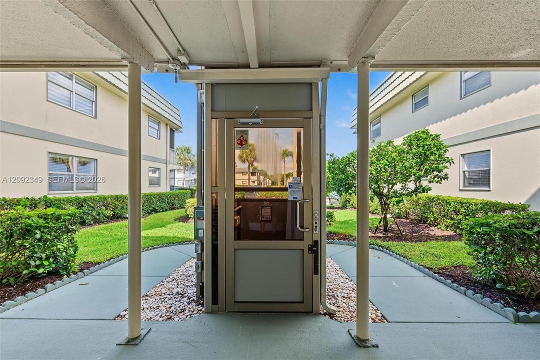 Lower level elevator is convenient and wide enough for wheelchairs and other handicap needs