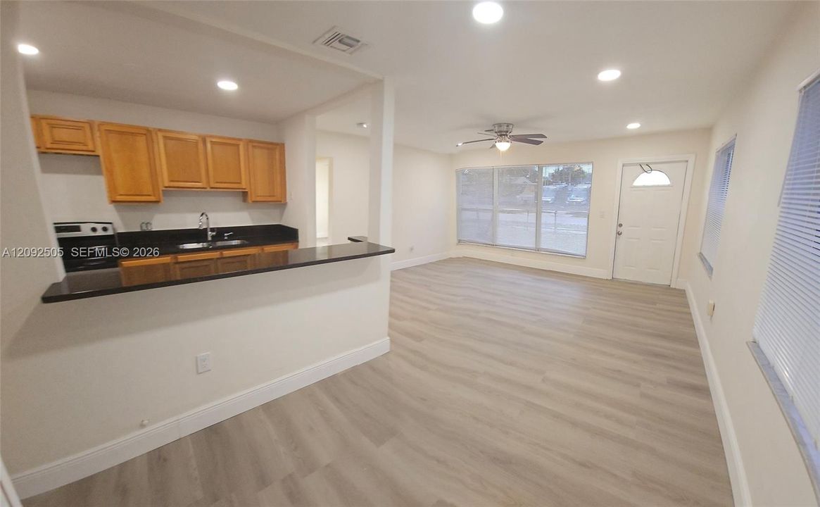 Open Kitchen to living room and dining area.