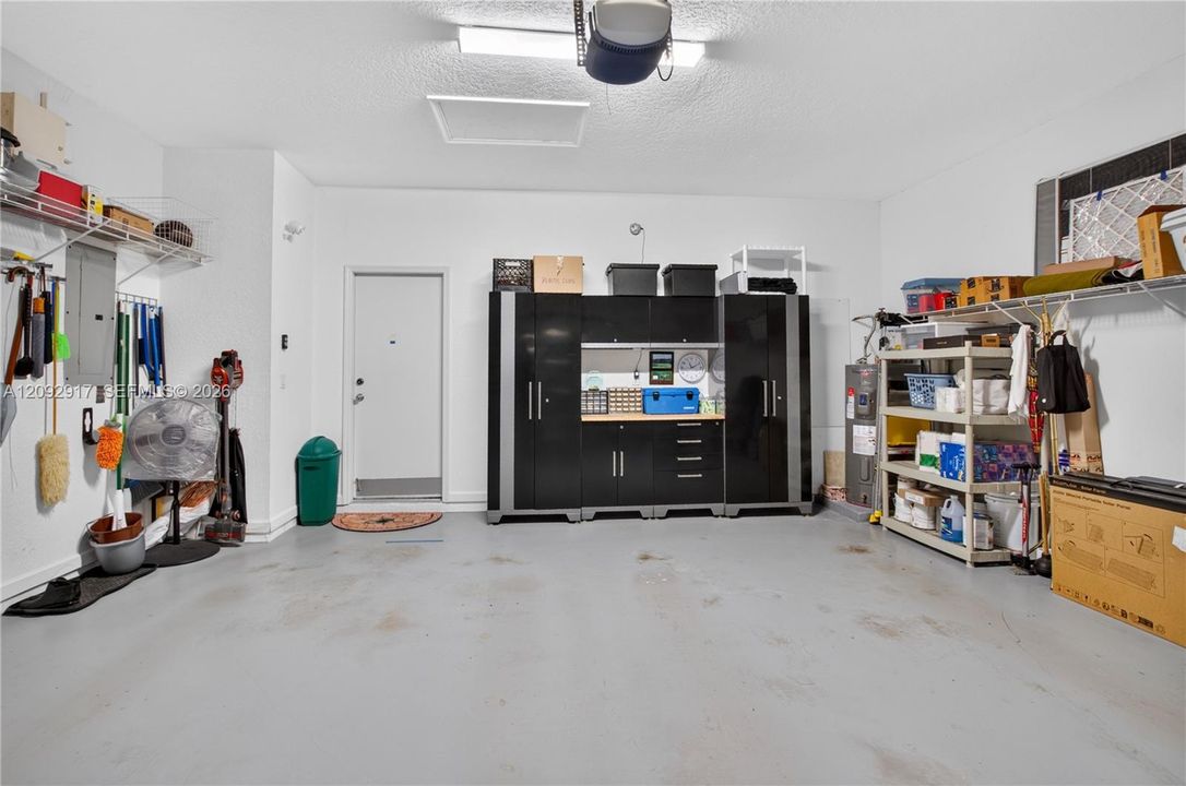 Garage with built in storage.