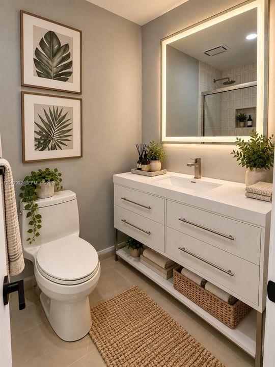 Primary bathroom Virtually Staged