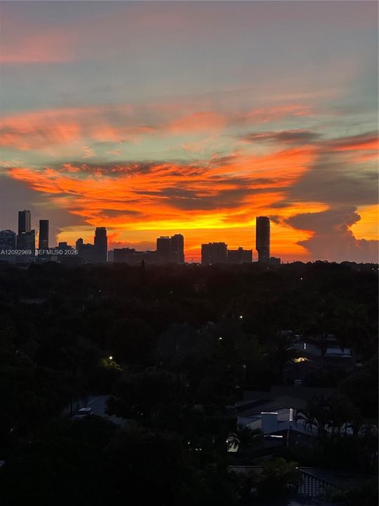 Actual view from balcony at sunset