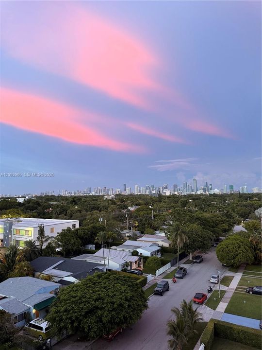 Actual view from balcony at sunset