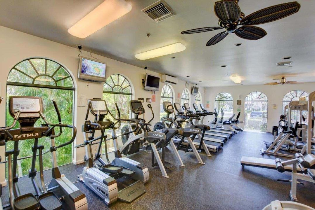 Exercise room with treadmills