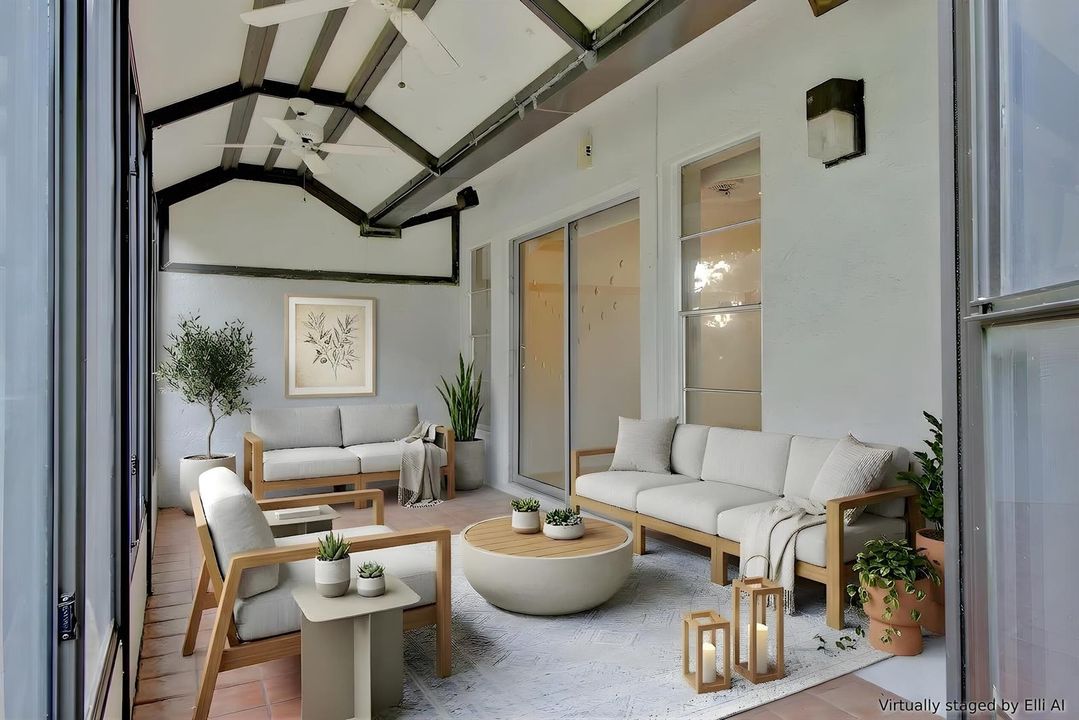 Staged back covered porch