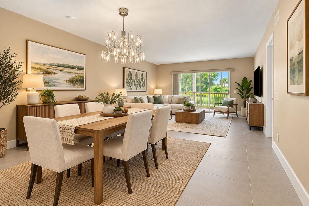 Dining-Living room virtually enhanced