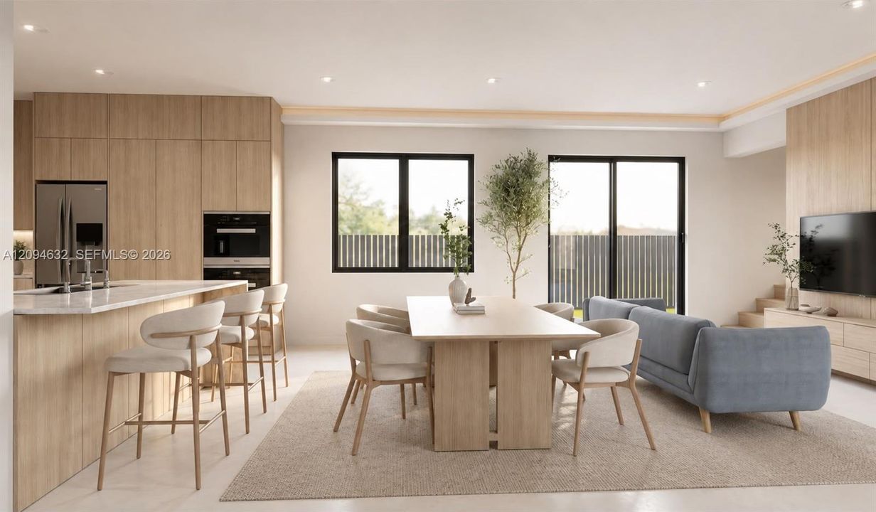 Open concept Kitchen/ Dining/ Family Rooms - renderings