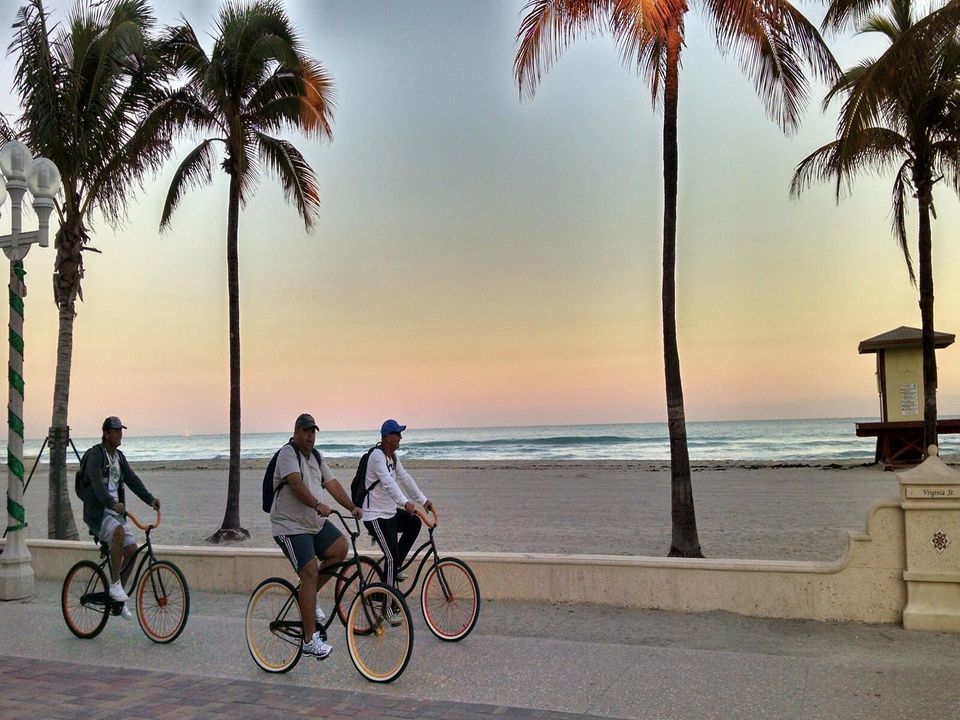 MEN BIKERS ON THE BROADWALK