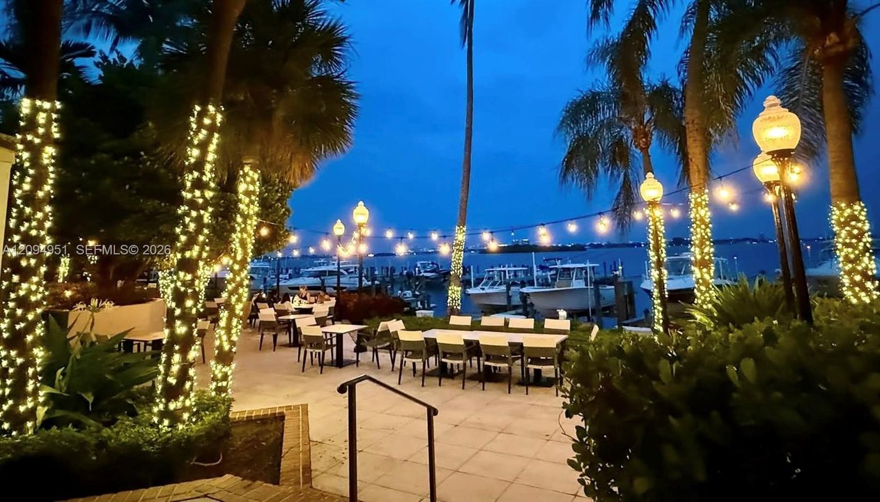 Dining Restaurant overlooking the marina and wide intracoastal waterway.