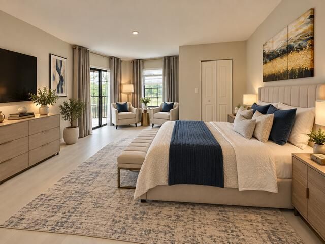 Digitally staged Primary bedroom