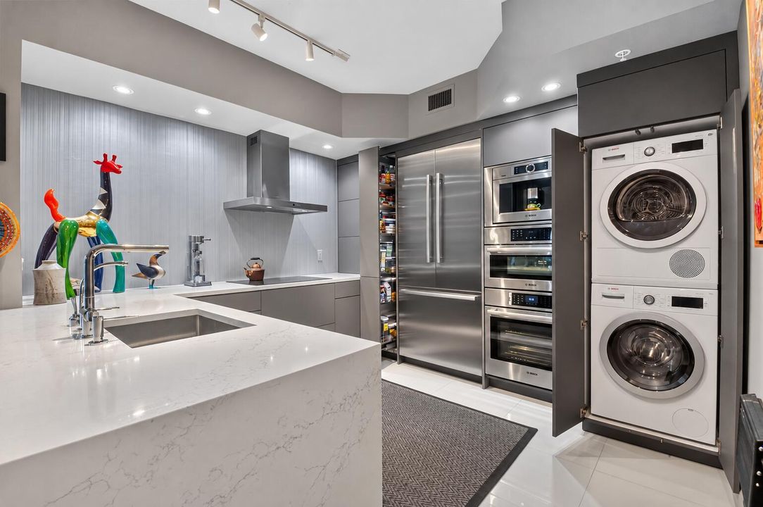 Waterfall Edge Counters, Hidden Laundry