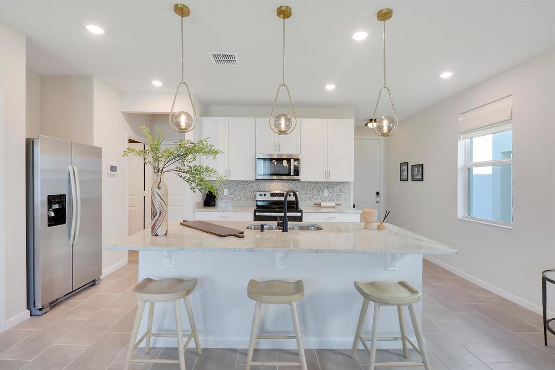 Kitchen with pendant lighting