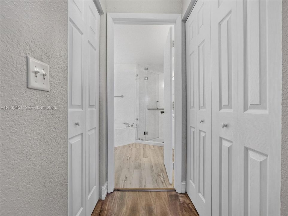 Two closets in Primary Bedroom
