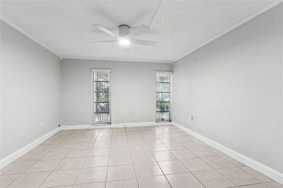Door closes off to large bedroom suite