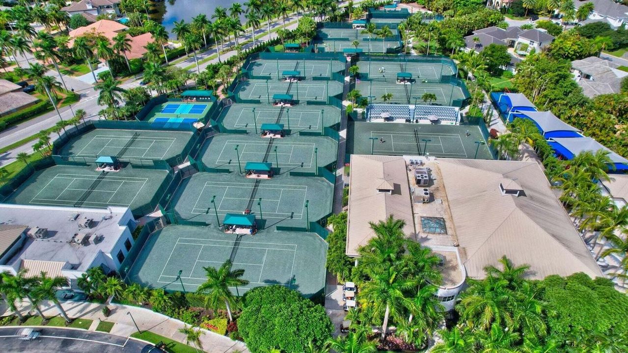 Aerial view of tennis courts