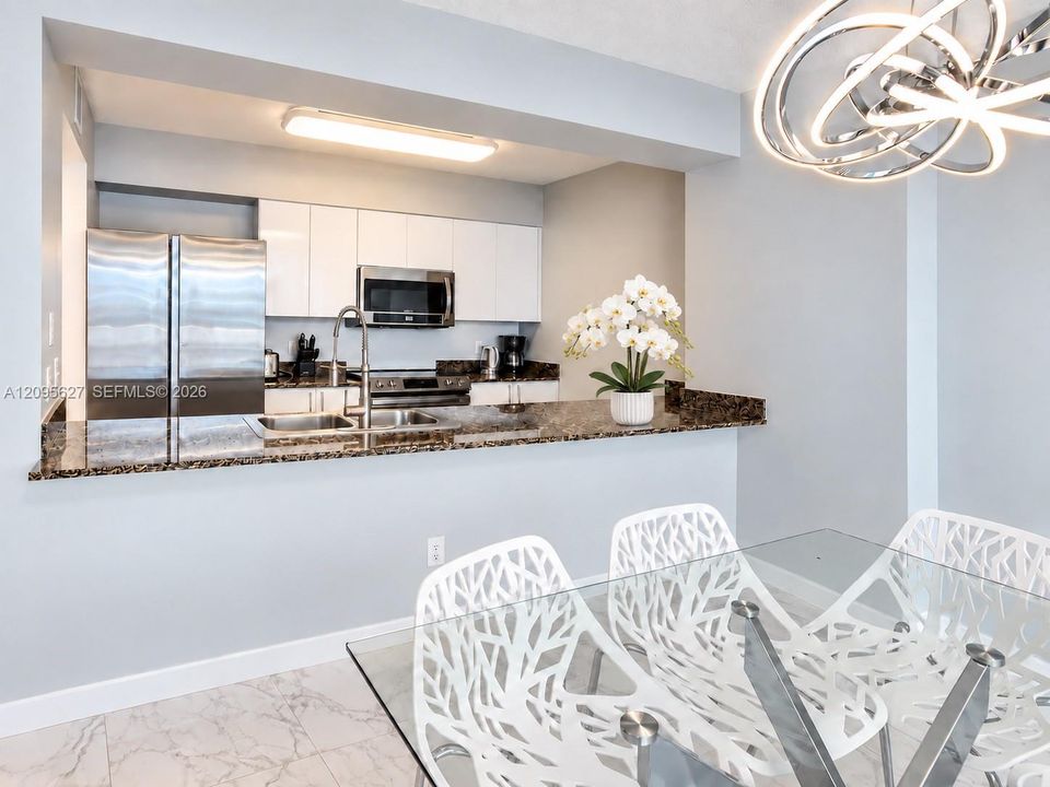 Dining area open to the kitchen