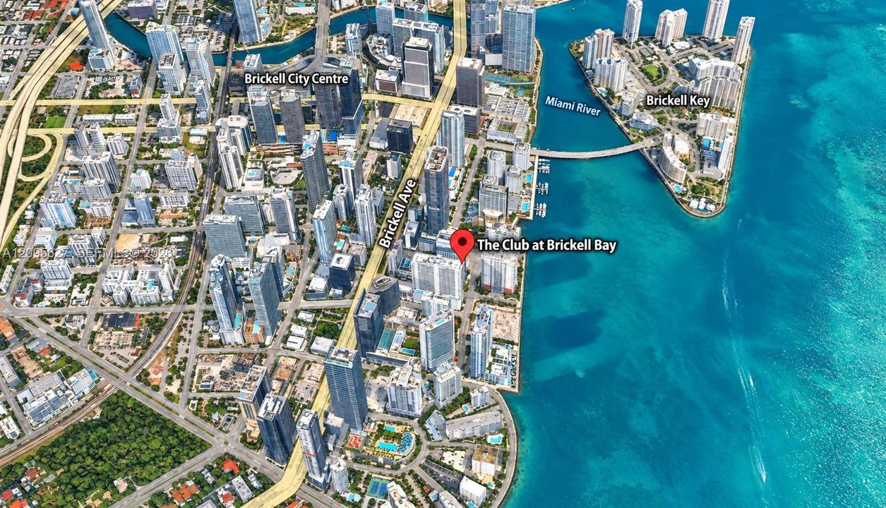 Aerial view of the Brickell and Brickell Key. Credits: Google Maps