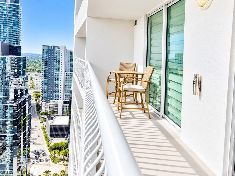 Balcony overlooking the city skyline
