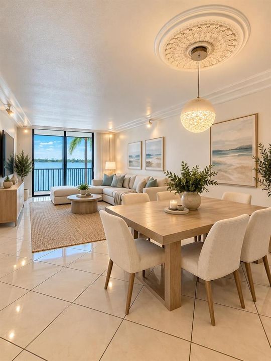 Dining Living Virtually Staged