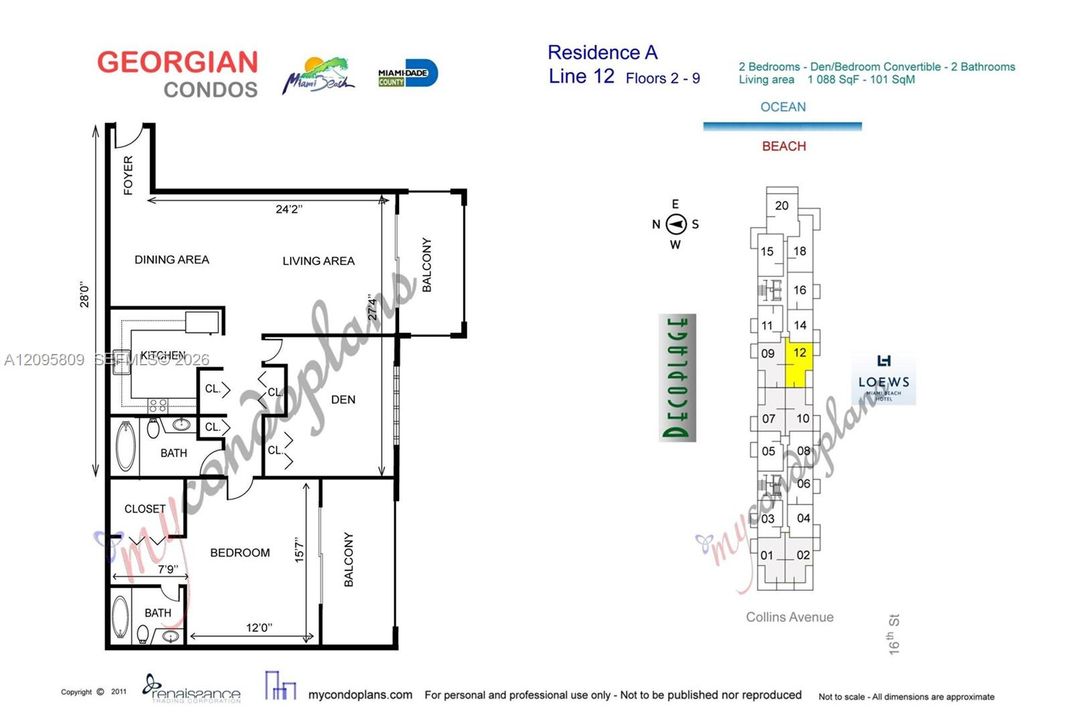 En Venta: $795,000 (2 camas, 2 baños, 1088 Pies cuadrados)