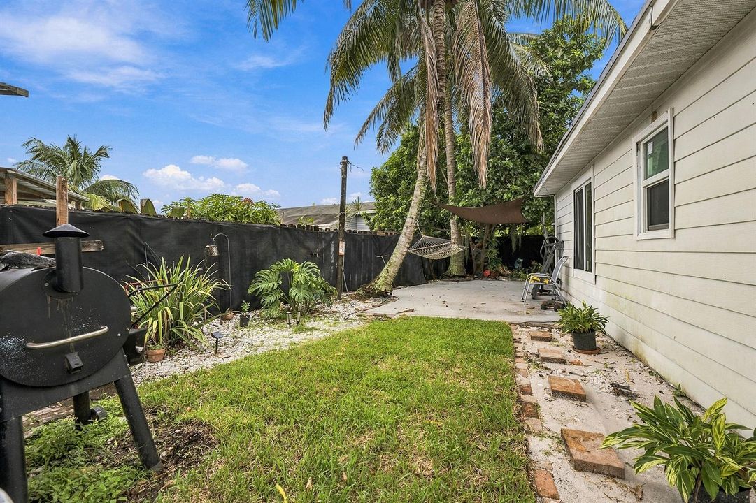 Grassy fenced yard