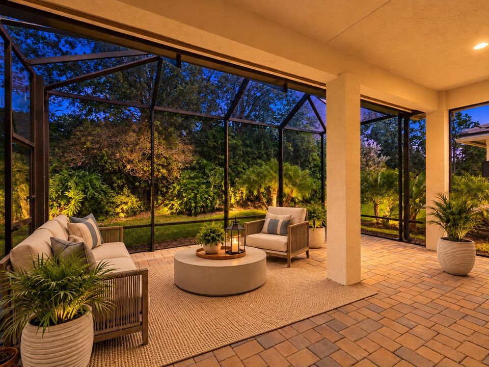 Covered and Screened Patio Night Shot