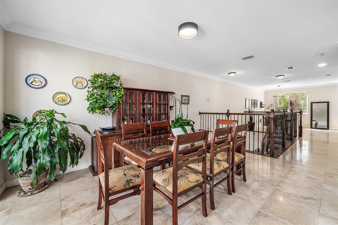 Dining area and hallway to living room