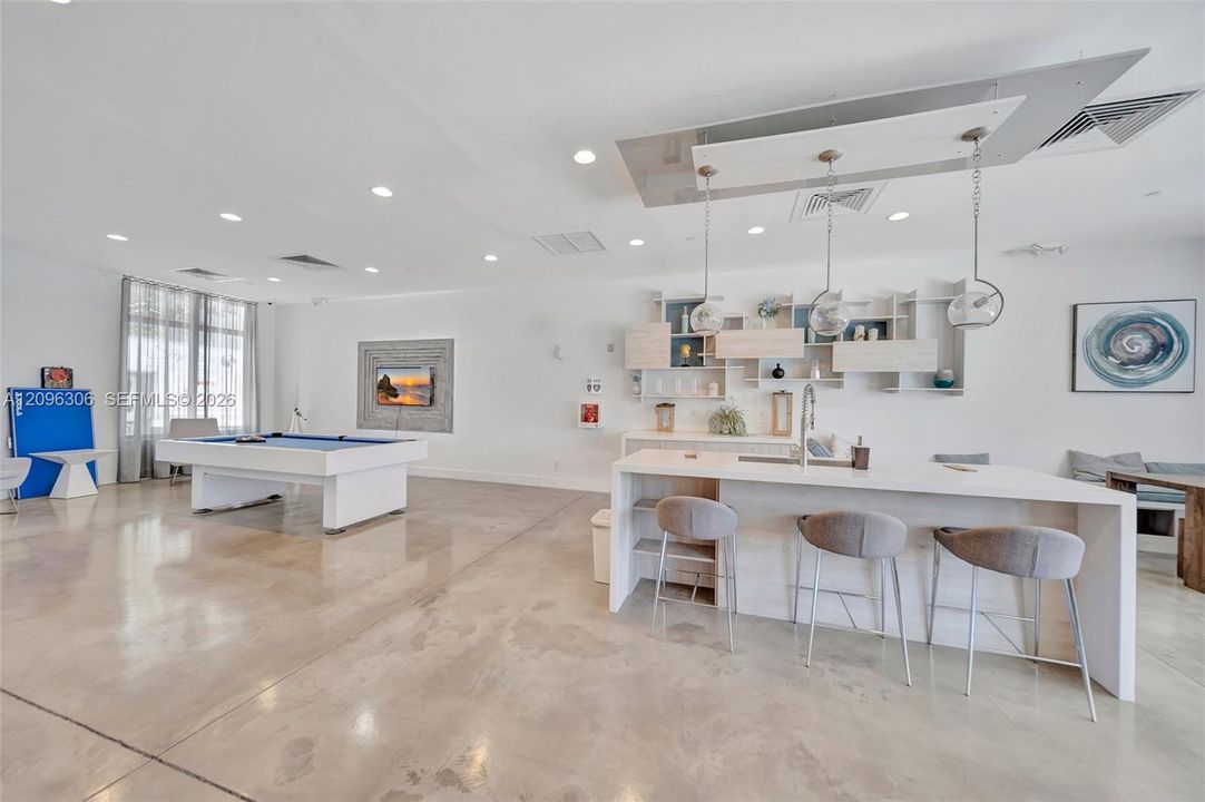 Community clubhouse includes a kitchen & pool table
