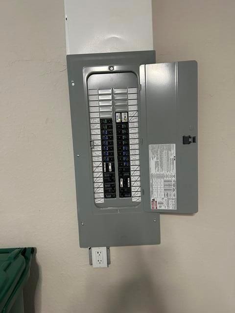 Electrical breaker panel in garage