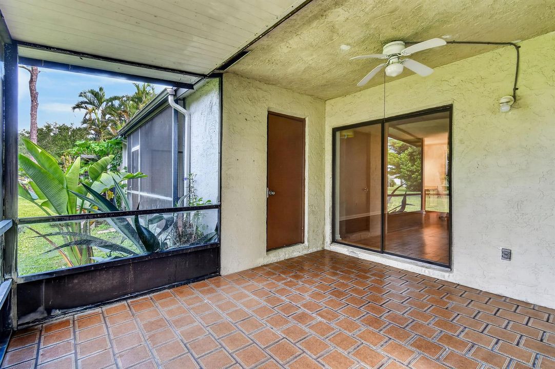 Screened room with storage closet