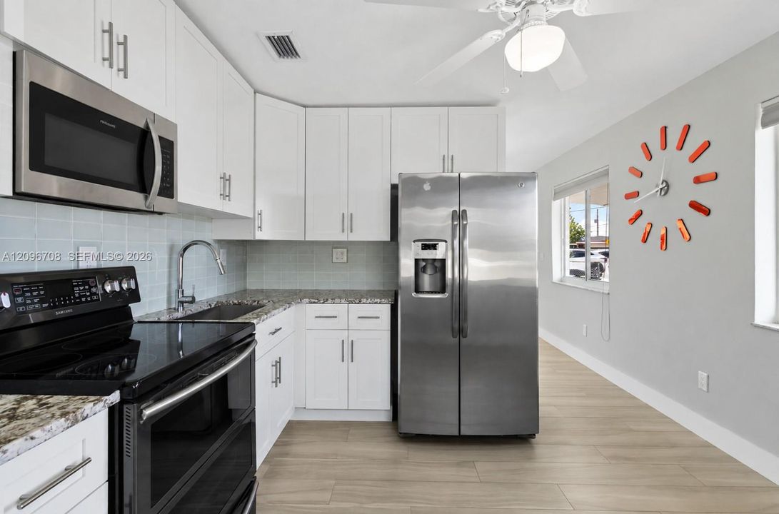 All stainless steel appliances.