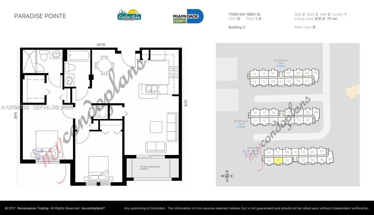 For Sale: $200,000 (2 beds, 2 baths, 809 Square Feet)