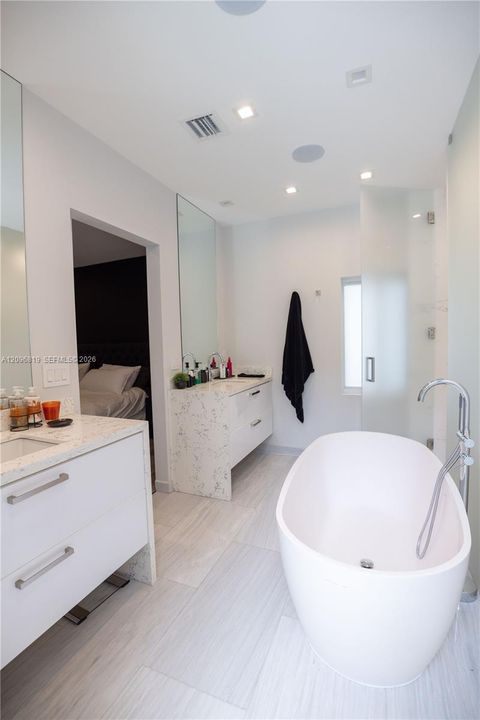 Dual Separate Vanities in Primary Bathroom