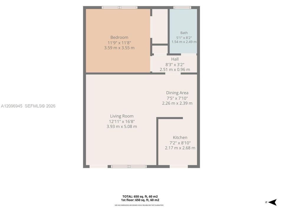 For Rent: $1,700 (1 beds, 1 baths, 650 Square Feet)