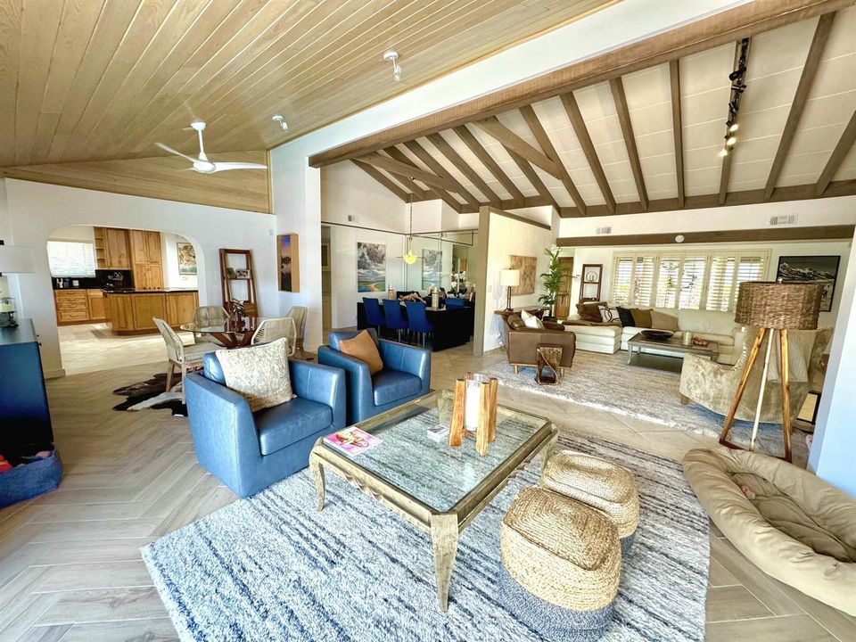 Beautiful beam ceilings great room