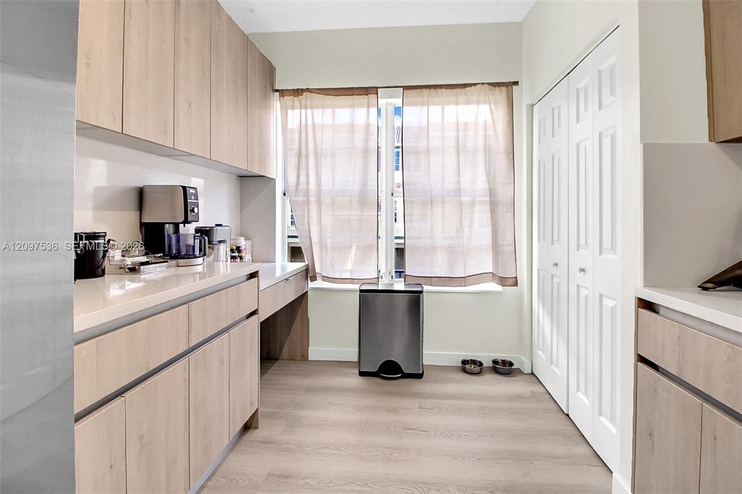 Eat in kitchen or add more shelves for extra pantry space