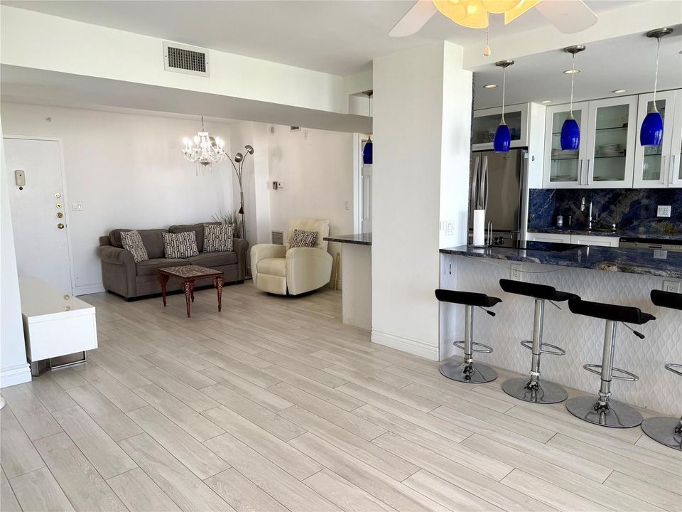 Open kitchen and sitting area