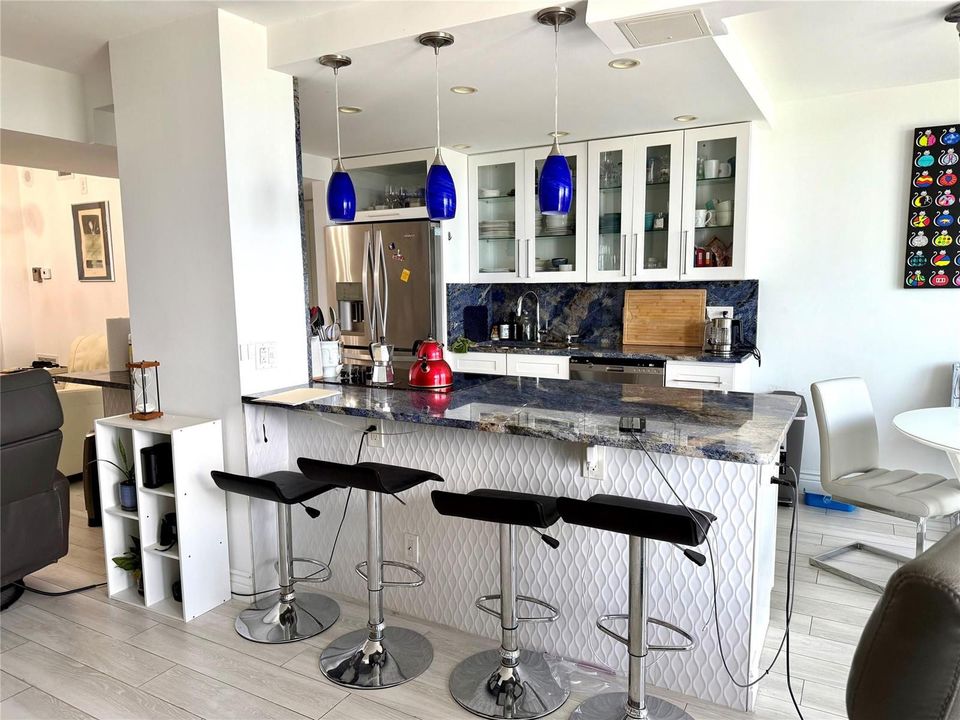 Open kitchen and dining area