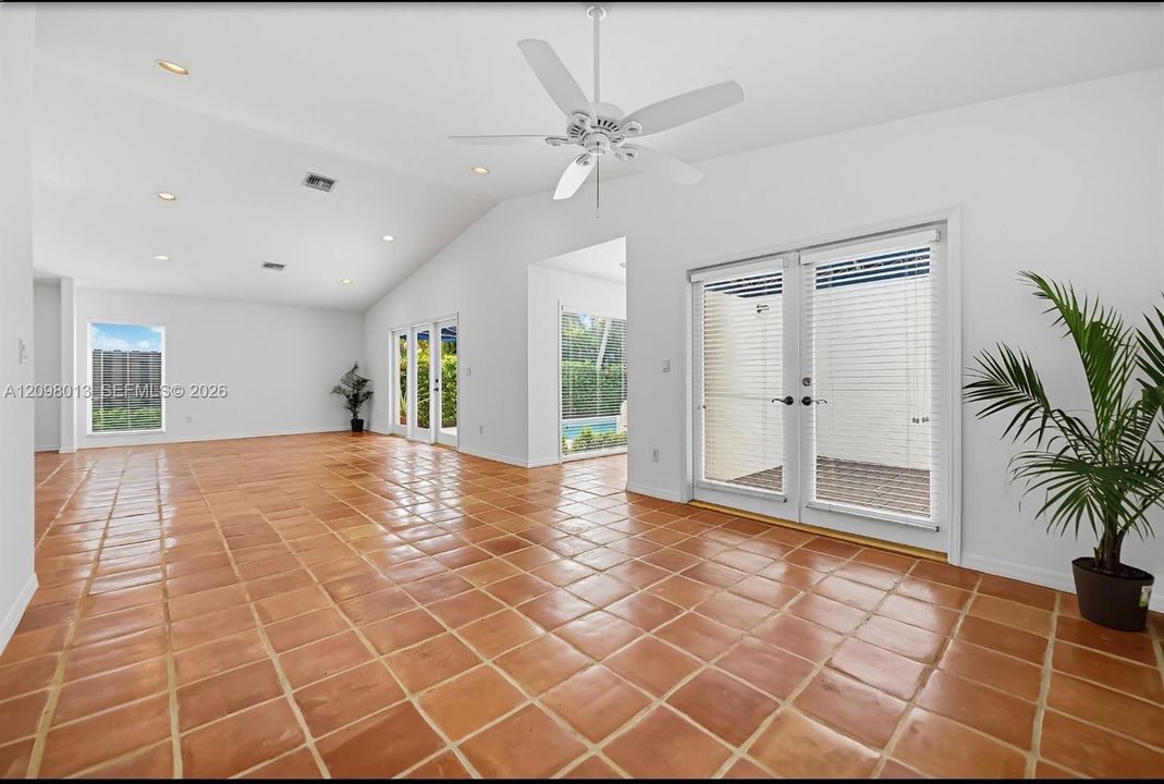Vaulted ceilings,  double-glass door entry