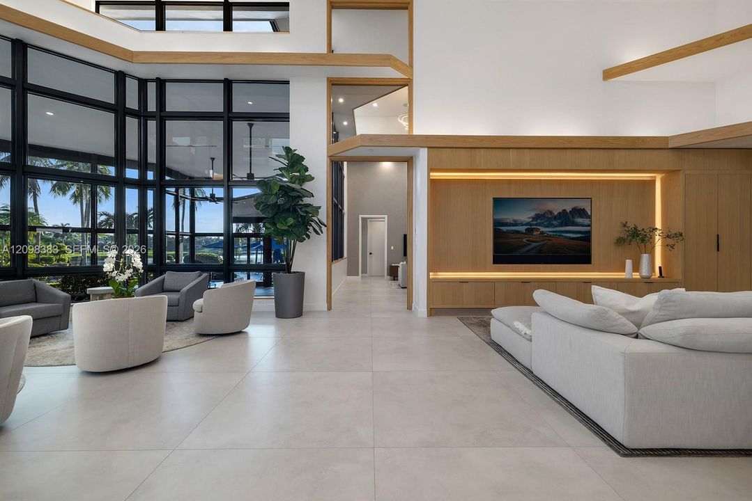 Savant smart home technology integrates lighting, climate, security, audio and shades throughout 2965 Surrey Lane.