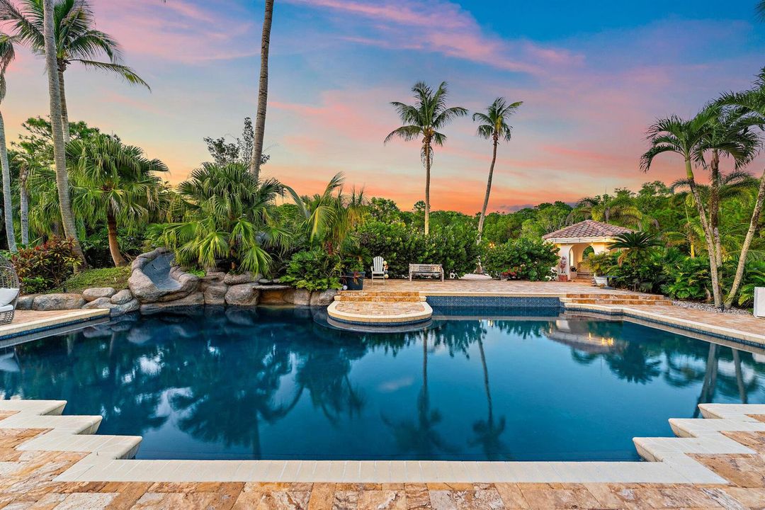 Pool and Lake at Sunset