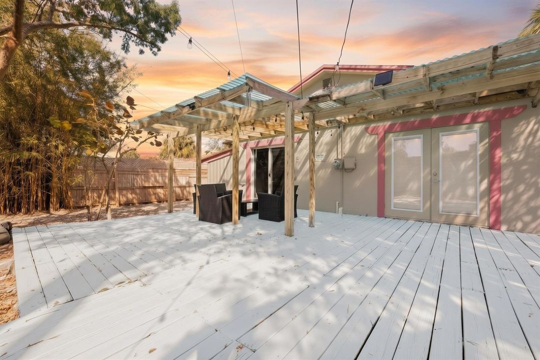 Back deck sunset