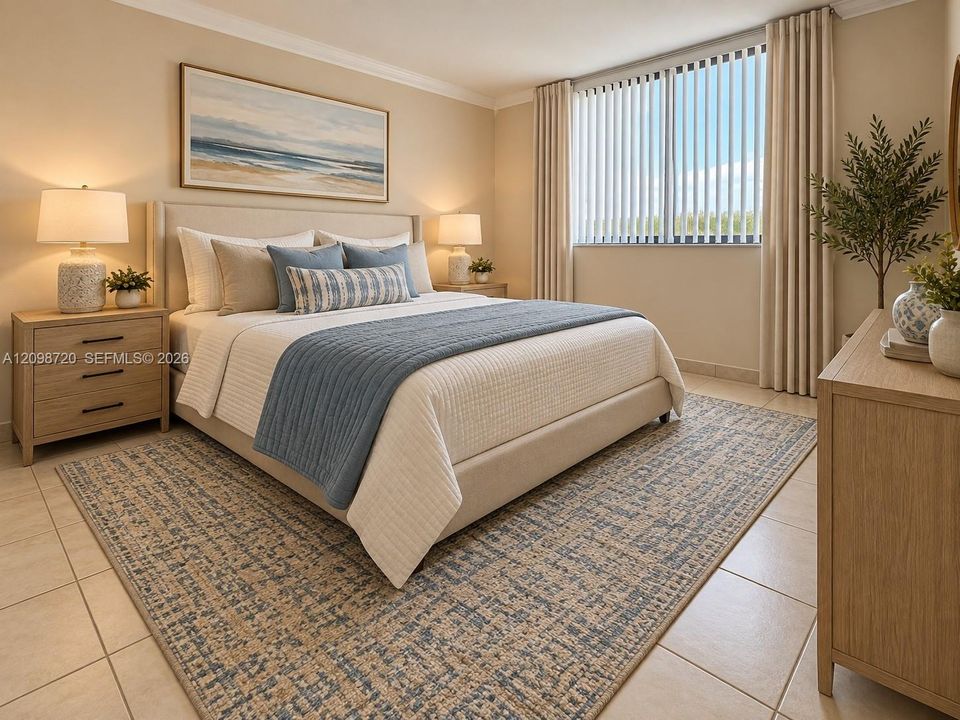 Virtually Staged Master Bedroom
