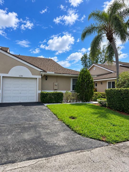 Sunny Beige Townhouse with Palm Tree