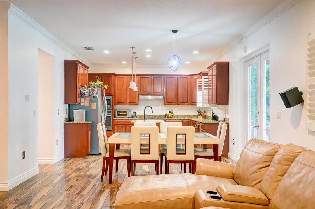 Kitchen opens to family room