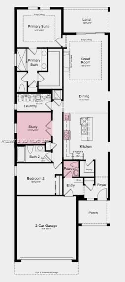 Additional Highlights Include: tray ceiling package, impact windows throughout, French Doors into study, built-in oven, designer hood and built in microwave and 4' garage extension.