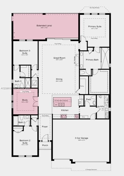 Floor Plan - Additional Highlights Include: 80 AMP pool/spa prewire, tray ceiling package, 8' interior doors, impact windows throughout and outdoor kitchen rough-in