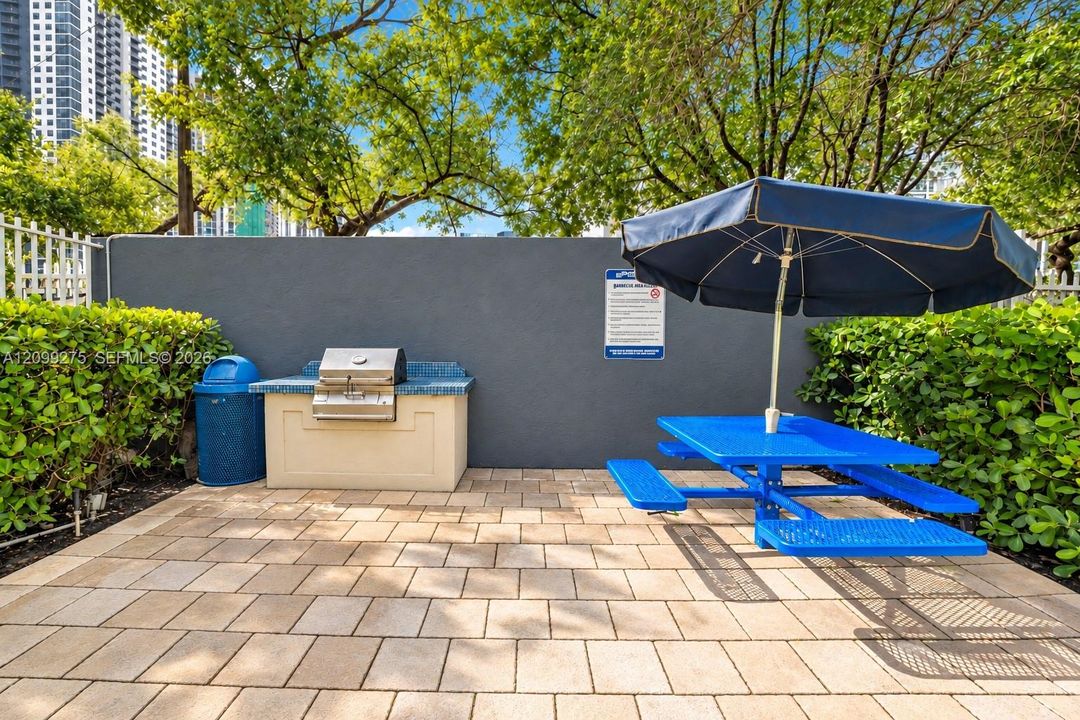 Outdoor community picnic area.