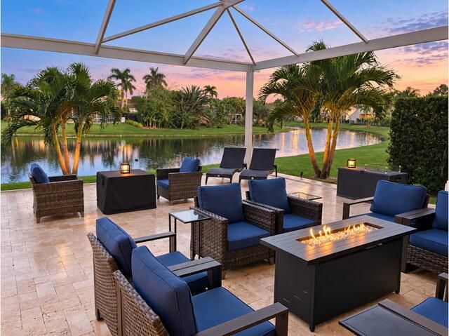 screened patio a dusk