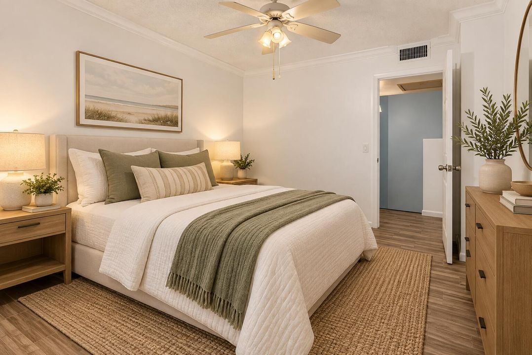 Cozy Sage and Cream Bedroom