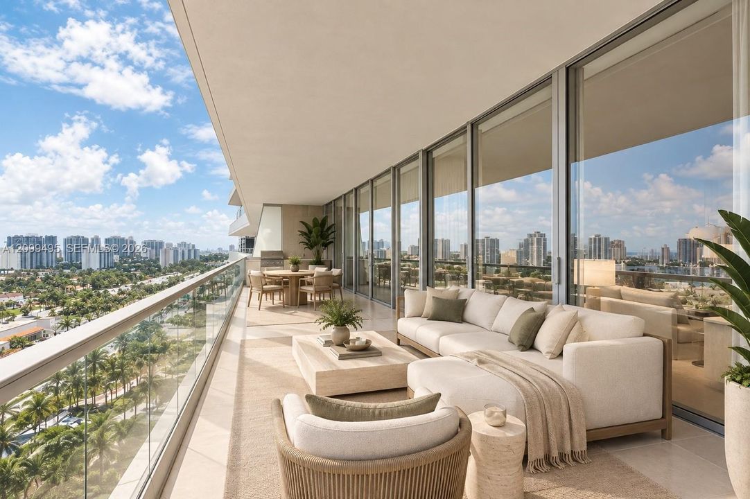 1404 Flow through floor Plan. Sunset and Sunrise terraces with direct Ocean and Intracoastal views.